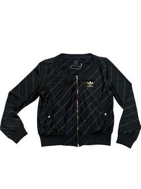 Rare Y2K Adidas Black & Gold Pinstripe Track Jacket